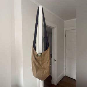 Light brown faux leather satchel